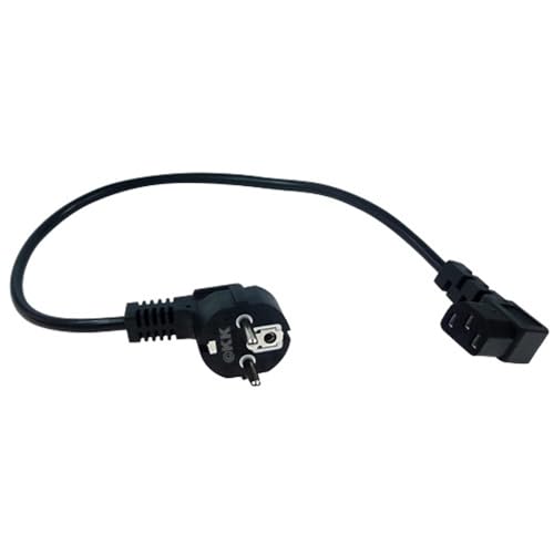 shortix kurzes Netzkabel (Stromkabel mit gewinkeltem Schutzkontaktstecker Typ E+F auf gewinkelte Kaltgeräte-Buchse). 50cm.