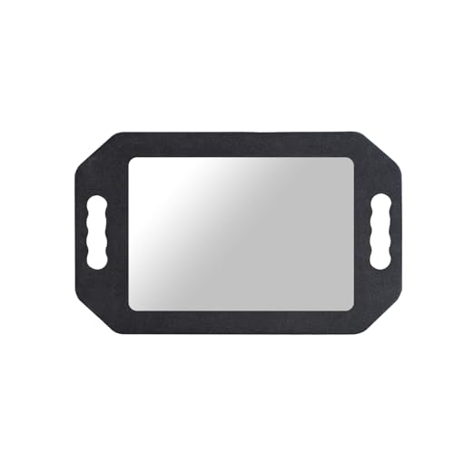 KOMUNJ Espejo de mano grande con doble asa, espejo de cosméticos, espejo de acrílico, herramientas profesionales de peluquería para cortar el cabello y belleza, 1 pieza rectangular negra