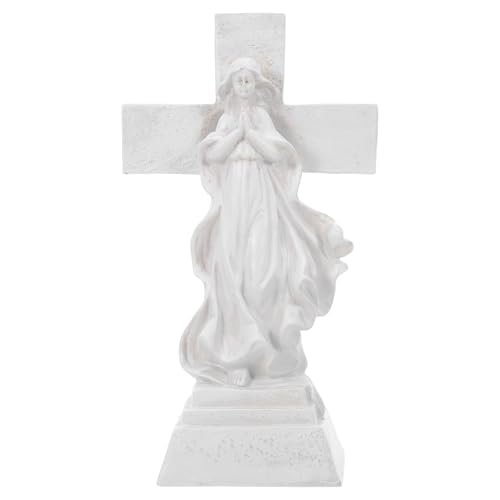 ifundom Luce solare a croce - Luce solare per tomba - Statua commemorativa per tomba con angelo e croce per cimitero e giardino