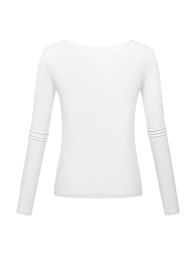 Long Sleeve Underscrub Baselayer Shirts for Women V Neck Casual Tops2