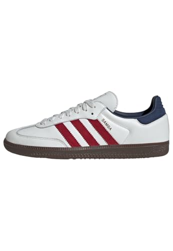 Image of adidas Samba OG Men's Shoes, Core White /Team Victory Red /Night Indigo, Size 8.5