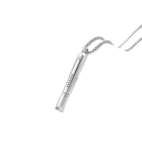 Daursul Breathing Necklace with Cotton Core Nicotine-Free Oral Fixation Alternative Replaceable Cotton Filters Stress Relief Breathing Pendant for Quitting Habits (Silver+2 Flavor Packs with)