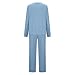 Women's 2 Piece Lounge Sets Casual Travel Outfits Long Sleeve Side Split Top Wide Leg Pants Tracksuit Cozy Sweatsuits Sky Blue