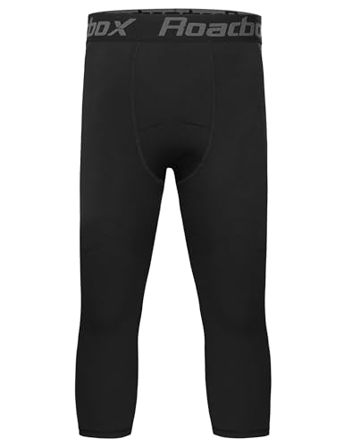 Roadbox Boys Compression Leggings，Youth Athletic Pants Capris Tights，Kids Sports Base Layer Basketball Running2