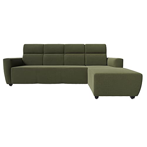 Image of Wakefit Sofa Set | 3 Year Warranty | Sofa 3 Seater, 3 Seater Sofa for Living Room, Wooden Sofa Set, 3 Seater + Right Aligned, Sofa for Living Room - Belize(Reflection : Green)