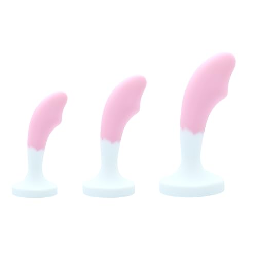 Set di tappi in silicone con fetish da indossare all'aperto, masturbazione, tappi anali, tappi anali, bondage, SM, giocattolo sessuale per uomini, donne, coppie, 3 pezzi (bianco/lilla) (Rosa)