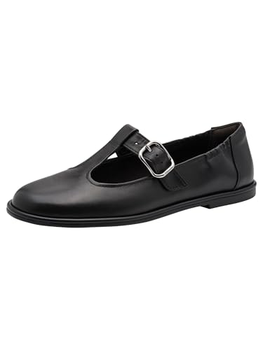 Tamaris Femme Ballerine avec bride cuir plate noir 39 EU