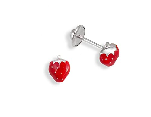 Pendientes de fresa en Plata para bebé el regalo de bautizo Turmalina by Martina