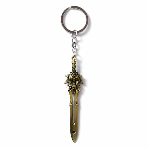 Image of BLUE WARRIOR God of war keychain (knif)- Fantasy Winged Dagger Keychain - Antique Gold Mini Sword Key Ring with Red Handle - Metal Collectible Key Holder for Men, Women, Gamers & Gift Giving