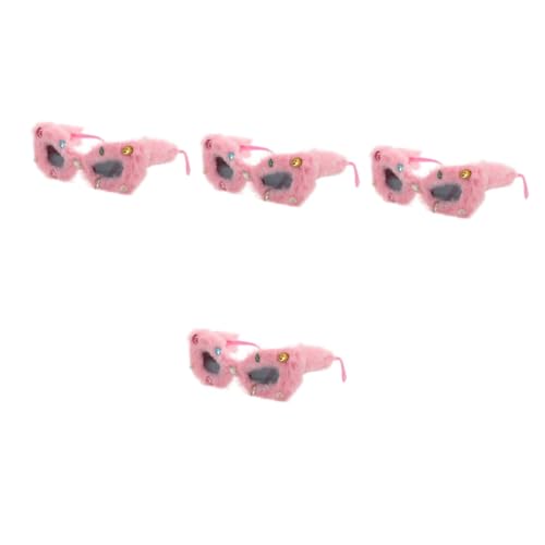 Lunettes de soleil en peluche rose pour festival rave et look rétro décalé
