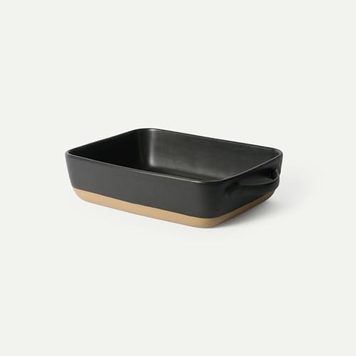 Image of Mora Ceramic Baking Dish with Handles For Casserole, Lasagna, Gratin, Broiling, Roasting, and Baking. Large 9x13 in Pan, Extra Deep - Porcelain Serving Bakeware from Oven to Table. Freezer Safe - Liquorice