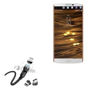 BoxWave Cable Compatible with LG V10 - MagnetoSnap AllCharge Cable, Magnet Charging Cable USB Type-C Micro USB - Jet Black
