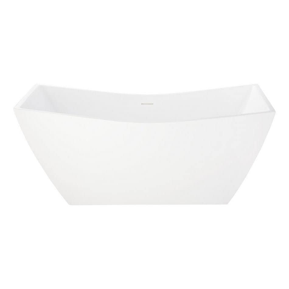 67" White Acrylic Freestanding Soaking Tub with Center Drain