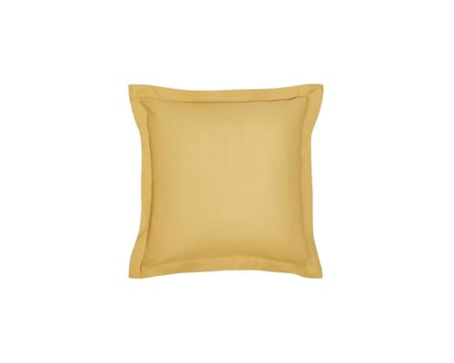 Maelsa® - Taie Oreiller 63 x 63 +5 cm - Today Essential Couleur Ocre - Housse pour Coussin 100% Coton 57 Fils Fibre Naturelle