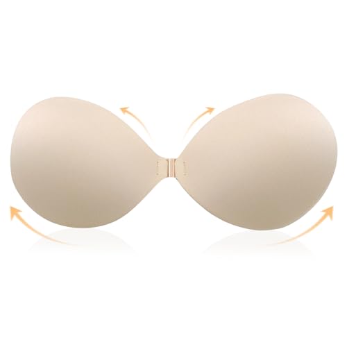 HMCEY Sujetador Adhesivo Push Up,Sujetador Invisible Silicona,Sujetadors Sin Tirantes Pegatina,Sticky Bra Reutilizable,Autoadhesivo Sujetadors Espalda Descubierta,Pezoneras Silicona para Vestido-A