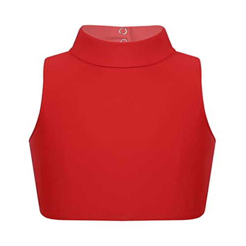 YEAHDOR Kids Girls Sleeveless Mock Neck Crop Top Strappy Back Gymnastics Dance Tank Top Dancewear Red 10-12
