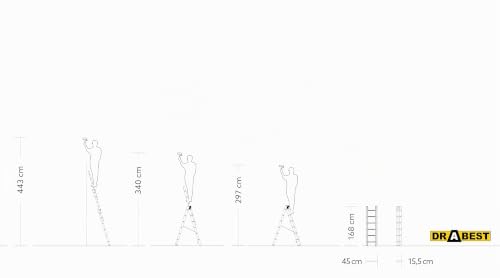 Escalera de 3 tramos de aluminio multiusos para reformas y mantenimiento del hogar DRABEST 3