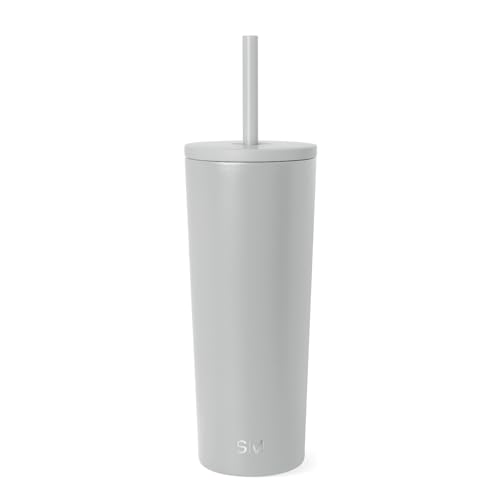 Image of Simple Modern Classic Tumbler with Straw Lid | Insulated Iced Coffee Cup Reusable Stainless Steel Water Bottle Travel Mug | Gifts for Women Men Her Him | 24oz | Ice Gray