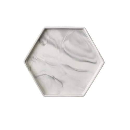 Fiyyuga セラミックトレイ、大理石、クリエイティブなホームアクセサリー、バスルーム用品収納 (グレー の六角形)