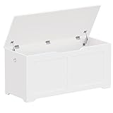 Irontar 39.4' Storage Chest, Wooden Lift Top Storage Bench, Box Organizer with Safety Hinges, Large Storage Box, Loads 220 lb, Entryway Bench for Living Room, Bedroom, Easy Assembly, White HXD005W