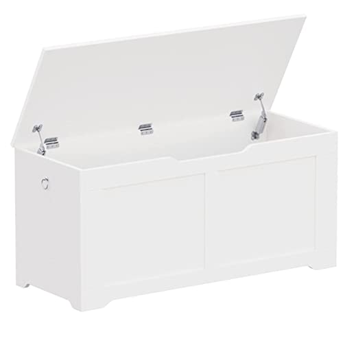 Irontar 39.4" Storage Chest, Wooden Lift Top Storage Bench, Box Organizer With Safety Hinges, Large Storage Box, Loads 220 Lb, Entryway Bench For Living Room, Bedroom, Easy Assembly, White Hxd005W #TOP6