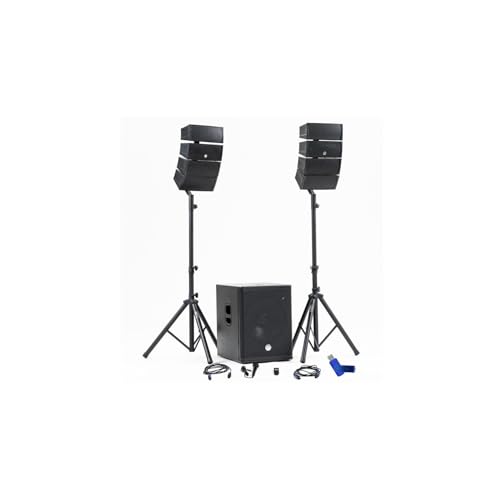 Pack Sonorisation DJ Complet BM Bmsonic BMS-15-ARRAY-BT, 1200W, Caisson 38cm USB/Bluetooth, Supports Câbles+Clé USB 32G
