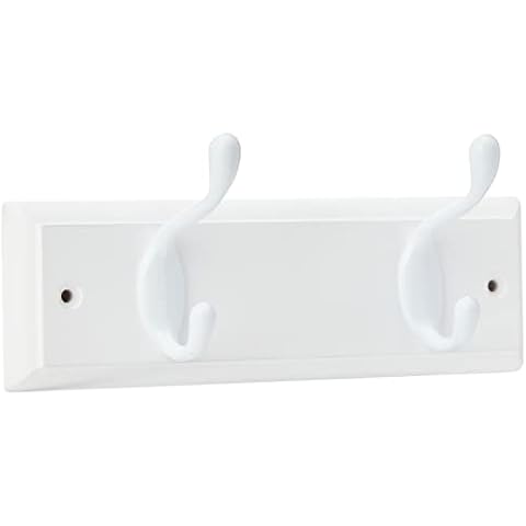 keypak OL910024 2-Hook Wall-Mounted Coat Rack, White Cover
