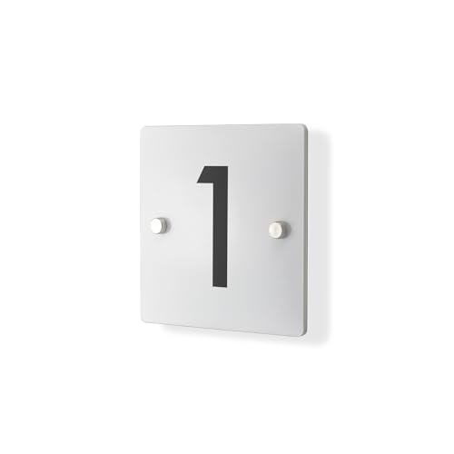Personalised House Number Plaque 148mm x 148mm Matt White Address House Sign Door Number Plate Square Contemporary Modern Printed Address Signage With Hidden Fixings Waterproof & Scratch-Resistant