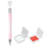 Automatischer Nachfüllbarer Wachsstift,Automatic Refillable Wax Pen,Wachsstift für Strasssteine,Nachfüllbar, Rotierender Klebstoffpunkt-Bohrstift für Nageldesign,Nagel-DIY-Bastelarbeiten (Rosaweiß)
