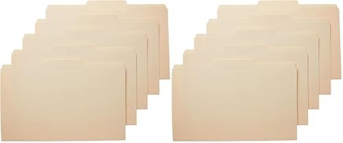 Image of Amazon Basics Sturdy Manila File Folders, 1 /3 Tabs in Assorted Positions for Filing and Easy Labeling, Legal Size, 8.5 x 14 inch, 200-Pack