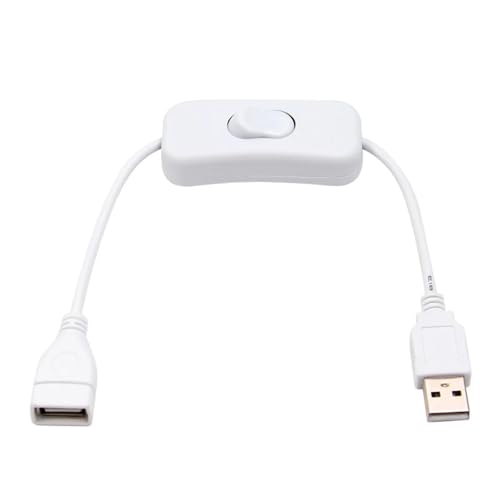 28cm USB Data Cable with Switch, Extension Cable, Suitable for USB LED Light String, USB Gadgets, USB Power Supply Device, Tools(28CM (White))