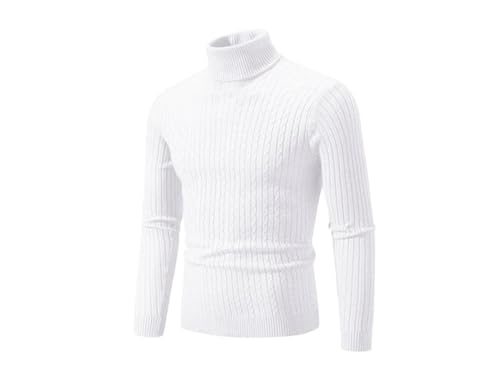 Men Solid Colour High Collar Sweater Casual Slim Fit Pullover Warm Long Sleeve Pullover