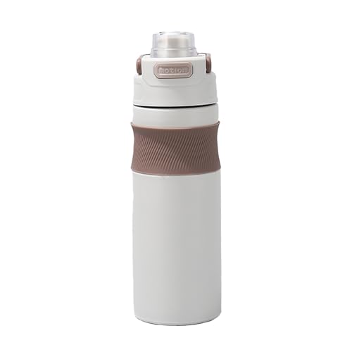 600ml / 20oz, Termo Taza, Vaso Cafe Termico, Tapa de Apertura Automática con Un Solo Toque, Sellada y A Prueba de Fugas, Ideal para La Escuela, El Trabajo, Los Deportes(White)