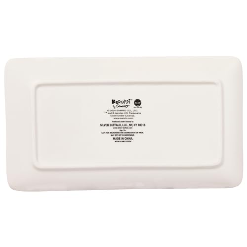 Silver Buffalo Sanrio Hello Kitty and Friends Keroppi Polaroids Green and White Stripes Ceramic Sushi Set with Dipping Sauce Dish and Matching Chopsticks