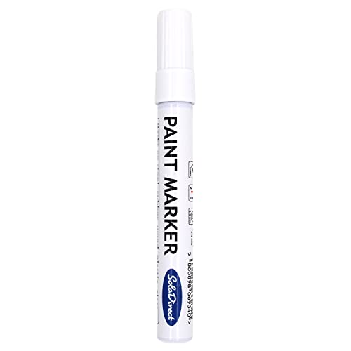 SolaDirect White Permanent Marker Pen, Bullet Tip 2.5 mm Point, Oil Based Paint, Multi-Surface, Work on Stone, Leather, Fabric, Plastic, Rubber, Glass, Cardboard