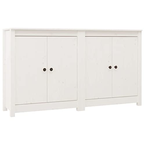 Susany Aparador para libros, armario lateral, consola de almacenamiento, mesa de buffet, sala de estar, decoración interior del hogar, 2 piezas, color blanco, 70 x 35 x 80 cm, madera maciza de pino