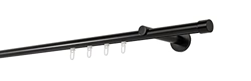ondeco Gardinenstange auf Maß Innenlauf 20mm Cap 1-lauf Vorhangstange Wandträger 12cm Stilgarnitur Gleiter für Vorhänge Schwarz 230cm ondeco Gardinenstange auf Maß Innenlauf 20mm Cap 1-lauf Vorhangstange Wandträger 12cm Stilgarnitur Gleiter für Vorhänge Schwarz 230cm