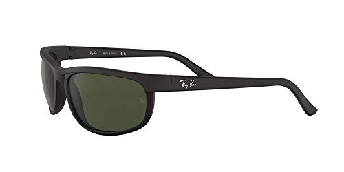 Ray-Ban Unisex Rectangular Sunglasses Black Frame Green Lens #TOP2