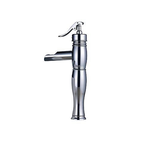 Robinet en laiton massif chrome avec bec cascade pour lavabo haut de gamme