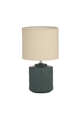 Pauleen 48326 Lampada da Tavolo Glowing Midnight E14 Max 20W, Verde Scuro Tessuto, Ceramica, Crema, Dunkelgrün