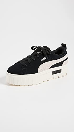 PUMA PUMA Women's Mayze Raw Teddy Sneakers, Puma Black, 9 Medium US