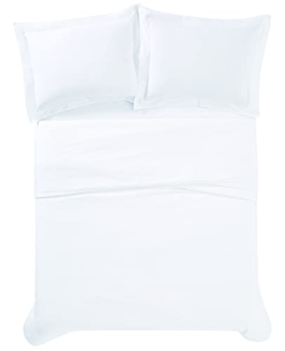 Vince Camuto - 400 Tc Full/Queen 3 Piece Duvet And Sham Set - Percale Cotton Collection - White #TOP3