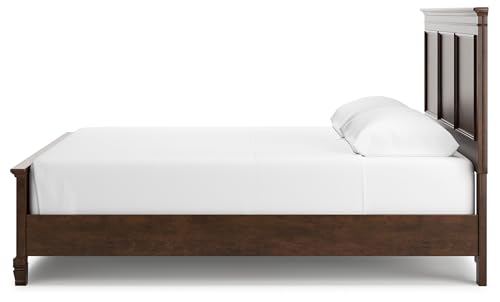 Image of Signature Design by Ashley California King Panel Bed, Brownish Cherry | Hardwood and birch veneer MDF construction with 52-inch headboard, Cal king bed for master bedrooms, Danabrin Series