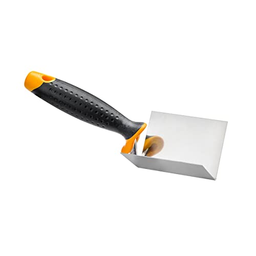 HARDY WORKING TOOLS - Truelle d'Angle Intérieure en Acier Inoxydable - 28 x 6 x 6 cm, Manche Bi-matière, Confortable et Léger, Idéale pour Mortier et...