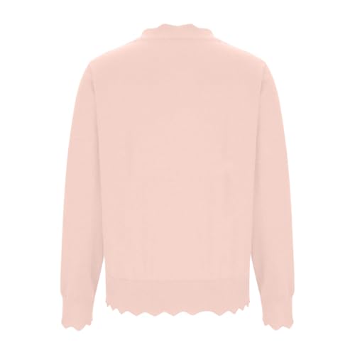 Women's Cardigan Sweater V Neck Lightweight Button Front Knit Tops Pink - image 5