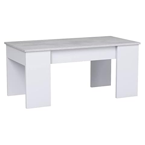 Mesa de Centro Elevable Habitdesign LC Blanco Artik y Cemento Cover