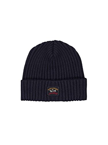 Paul and Shark Hombres Gorro Acanalado de Lana Virgen Marina De Guerra única Talla