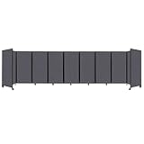 Versare Room Divider 360 Portable Partition Privacy Wall | Freestanding Office Dividers | Locking Wheels | Temporary Room Separator | 25' x 6' Dark Gray Sound Absorbing