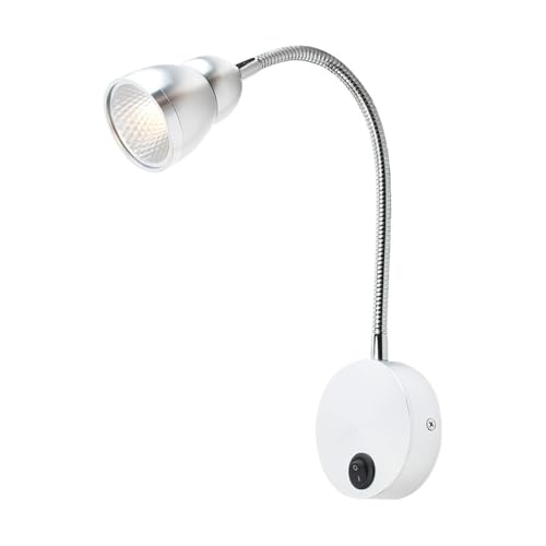 Lámpara de lectura LED para cabecero en color plata con brazo flexible de 3W