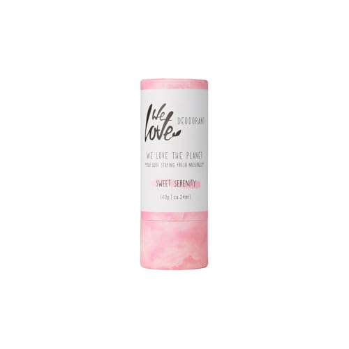 WE LOVE THE PLANET - Natürlicher Deo-Stick Sweet Serenity, 40g – Aluminiumfrei – Anti-Achselgeruch, langanhaltender Schutz – Plastikfrei – Ohne Tierversuche – Unisex – 1 Deo reicht ca. 2-3 Monate!